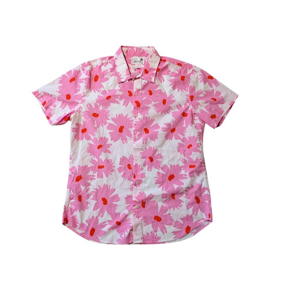 BONOBOS Riveria Men's short sleeve collared, buttoned shirt, size medium; Daisy